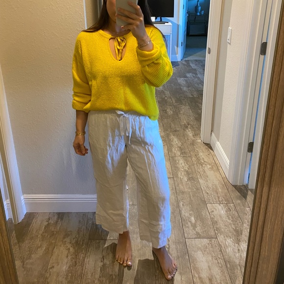 JCREW Wide-Leg Seaside Linen Pant, White - Picture 3 of 4